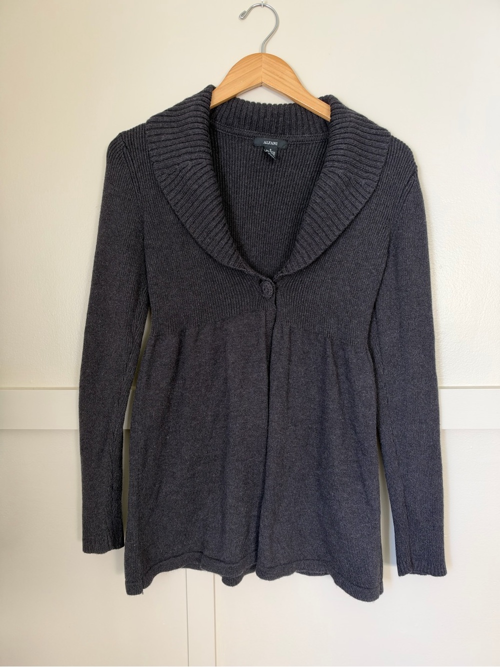 Alfani Ribbed Shawl Collar Empire Cardigan Sweater Angora blend size small Y2K